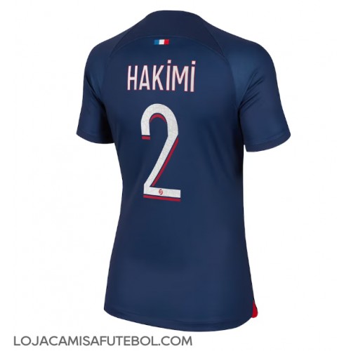 Camisa de Futebol Paris Saint-Germain Achraf Hakimi #2 Equipamento Principal Mulheres 2023-24 Manga Curta